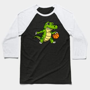 Basketball Crocodile Cartoon Animals Kids Gift Baseball T-Shirt